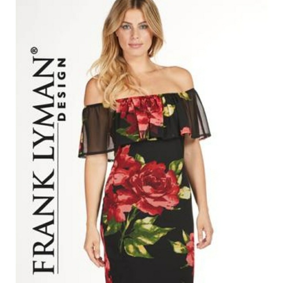 Frank & Eileen Dresses & Skirts - Frank Lyman off-the-shoulder black floral dress